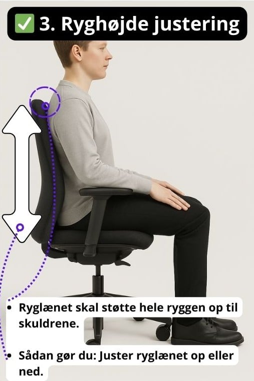 Indstilling af ryghoejde