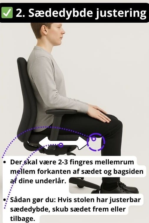 Indstilling af sædedybde