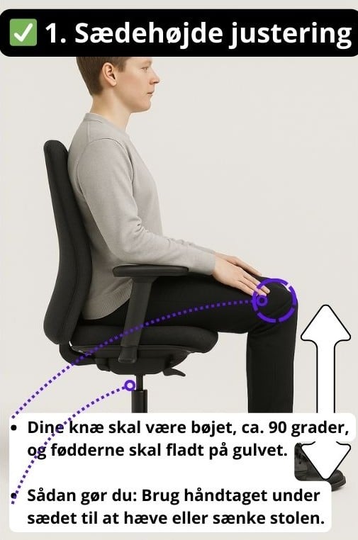 Indstilling af sædet i højden